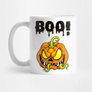 Terrifying Pumpkin with a Startling 'BOO': A Spine-Chilling Surprise Mug